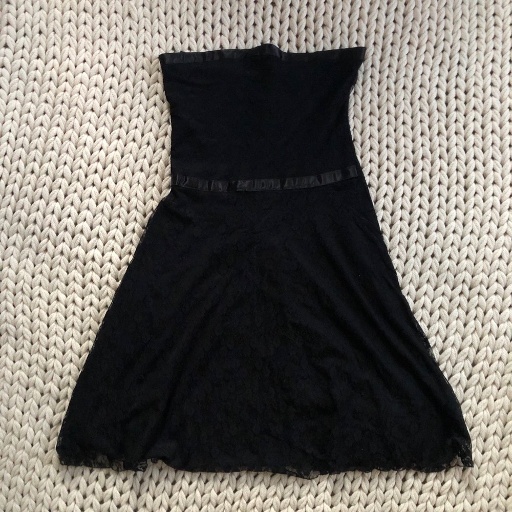 NWOT Vintage Luly K women’s large black lace strapless dress